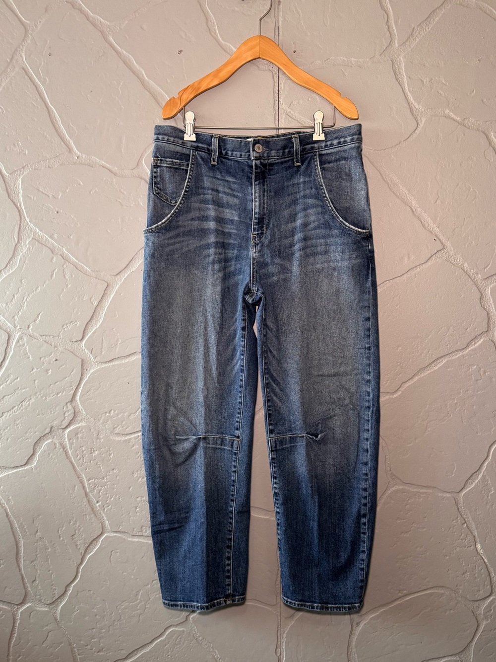 Nili Lotan Emerson Jeans 29 Classic Wash High Rise Utility Barrel Denim